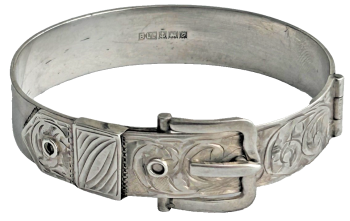 A Solid sterling silver hallmarked 1968 buckle bangle bracelet