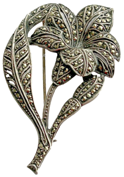 Vintage sterling silver Marcasite brooch pin Hallmarked flower