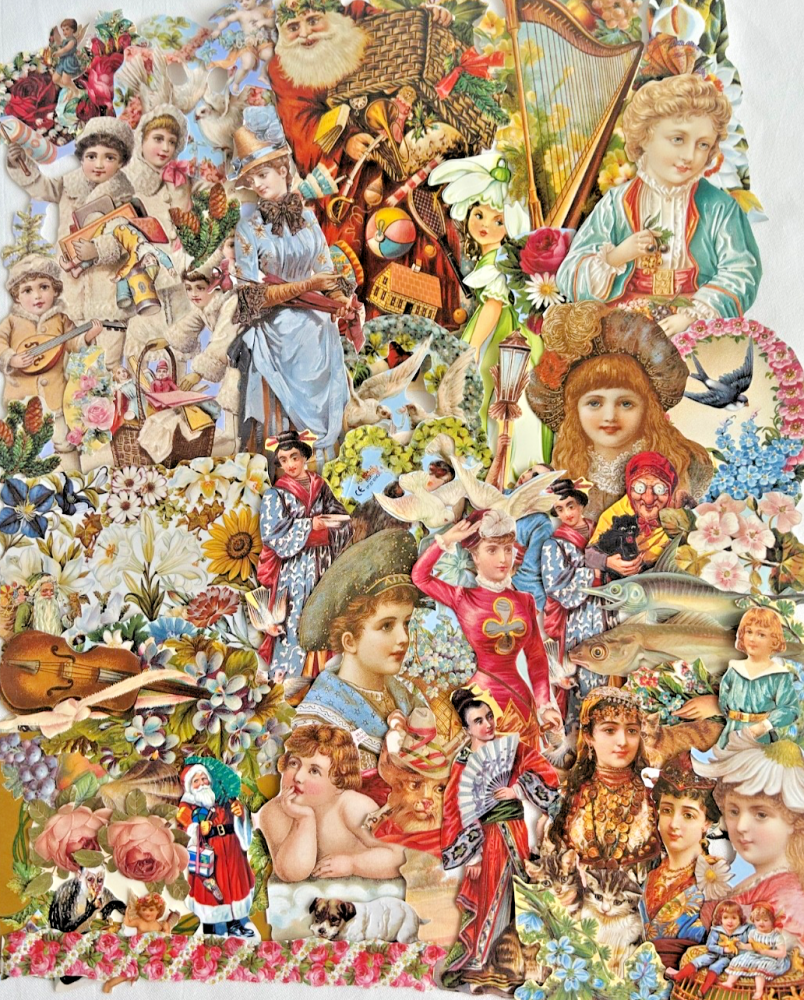 Decoupage Victorian style Paper scraps x 40 lady's angels flowers cats horses A