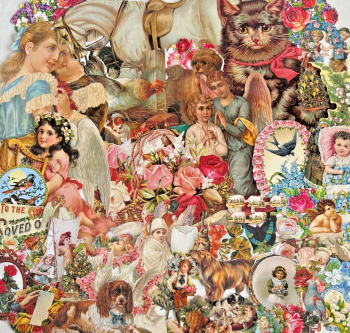 Decoupage Victorian style Paper scraps x 40 ladys babys flowers dogs cats K