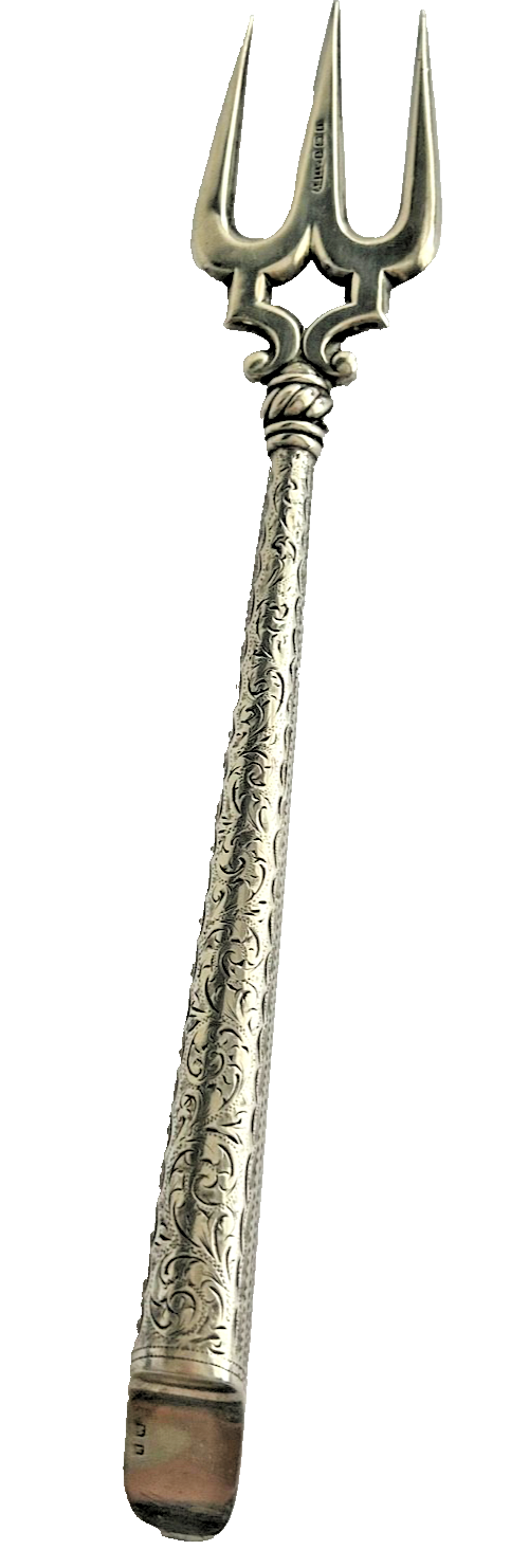Antique sterling silver hallmark Birmingham 1906 - 1909 bread toasting fork
