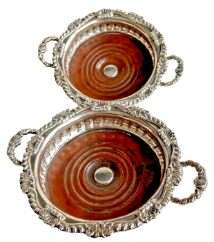 A pair of Antique Sterling silver coaster pair hallmarks 1814 Georgian