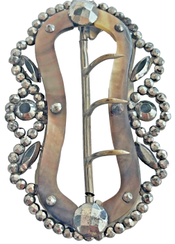 Antique Cut steel mother of pearl buckle clasp cut steel Victorian