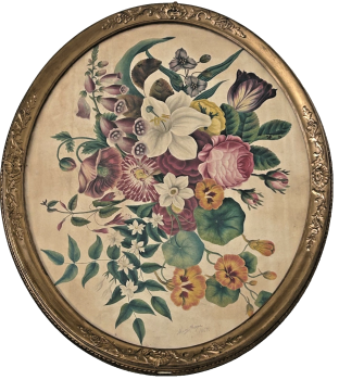 Antique Victorian floral painting watercolour Signed Mary Thorpe 1867