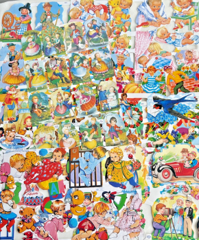 Decoupage lithograph Vintage style Paper scraps x 10 sheets infants children