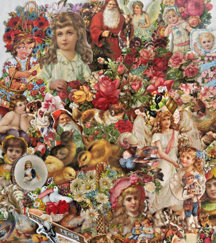 Decoupage Victorian style Paper scraps x 40 lady's angels flowers cats Christmas Tree H