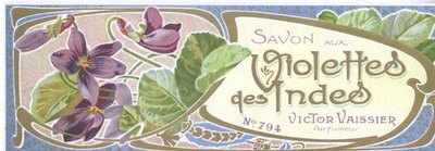 Art Nouveau Savon Aux Violettes des Indes label x 5