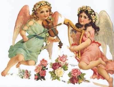 7127 - Angels Harps Violins Flowers Garlands