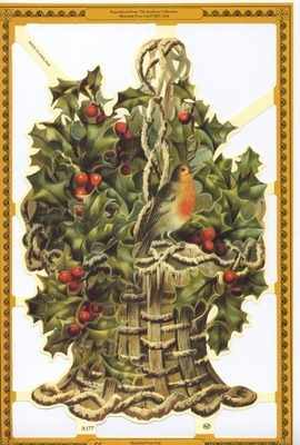 a177 - Christmas Holly Baskets Robins