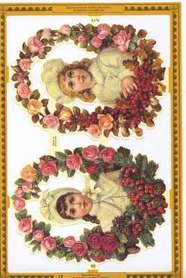 a178 - Children Christmas Roses Holly Wreaths