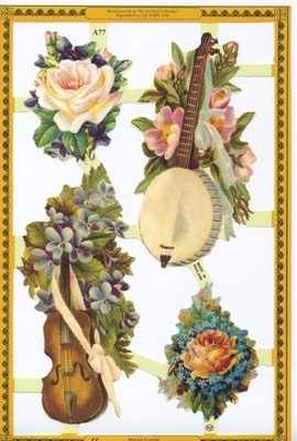 a077 - Violins Banjos Musical Instuments Violets