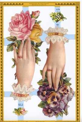 a079 - Hands Victorian Roses Violets