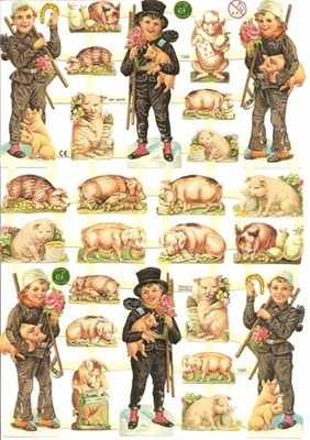 7326 - Children Pigs Clovers Lucky Shamrocks