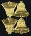 Dresden Scrap Gold Christmas Bells 1439