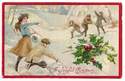 Vintage Christmas Snowball Fight  Post Card