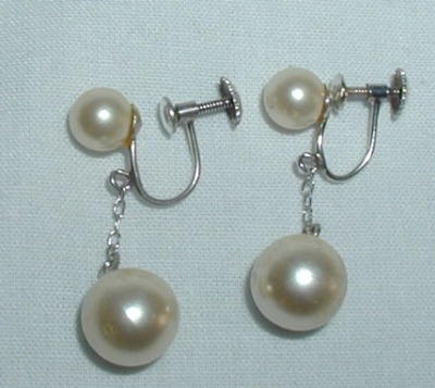 Vintage Sterling Silver Faux Pearl Earrings