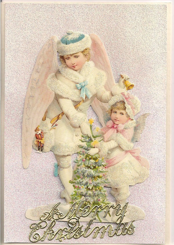Angels Angel Cherubs Christmas Card made with Victorian style scraps ...