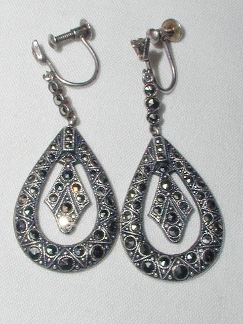 Art Deco Sterling Silver Marcasite Earrings