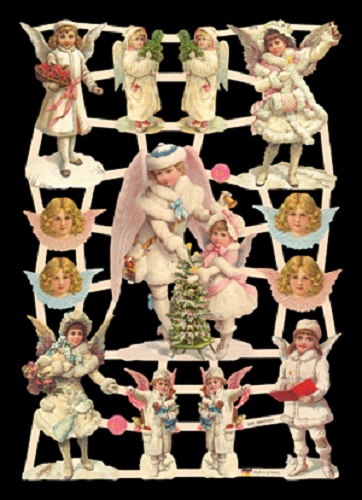  7418GT - Cherubs Snow Angels Christmas Glitter