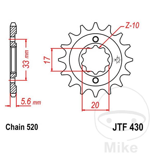 SPROCKET, FRONT - GT250 X7 (PATTERN)