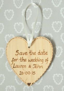 Personalised save the date hearts