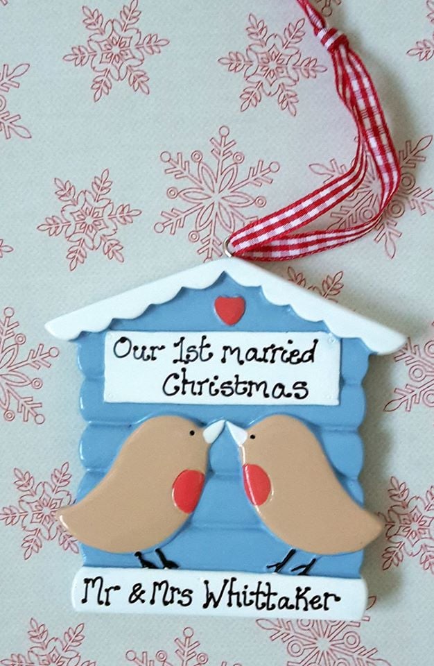 <!-- 001 -->Personalised couple's first married christmas decoration