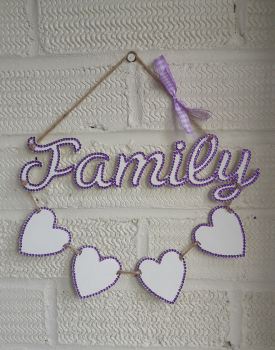 Family plaque with personalised hearts