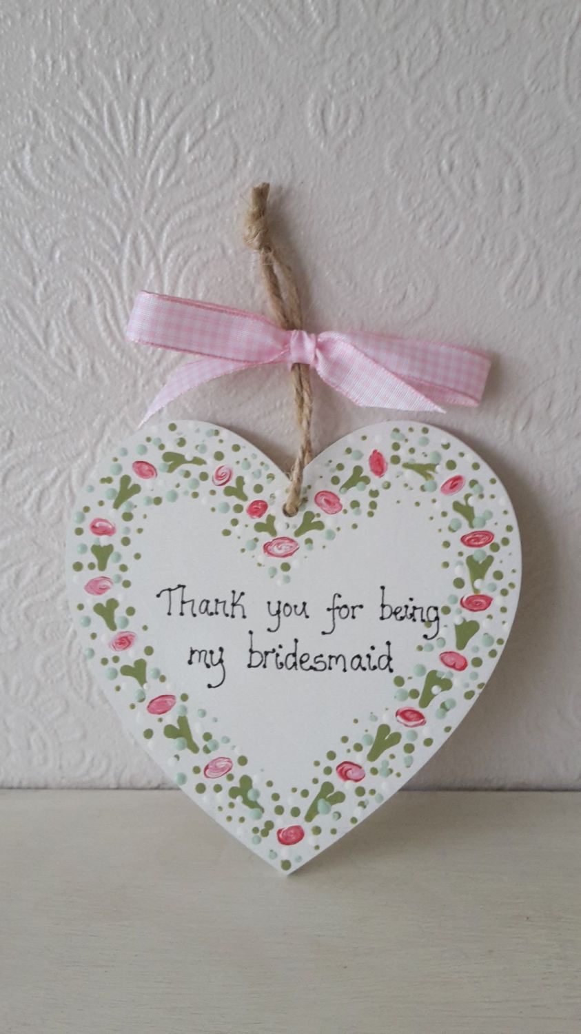 Bridesmaid thank you heart plaque 2