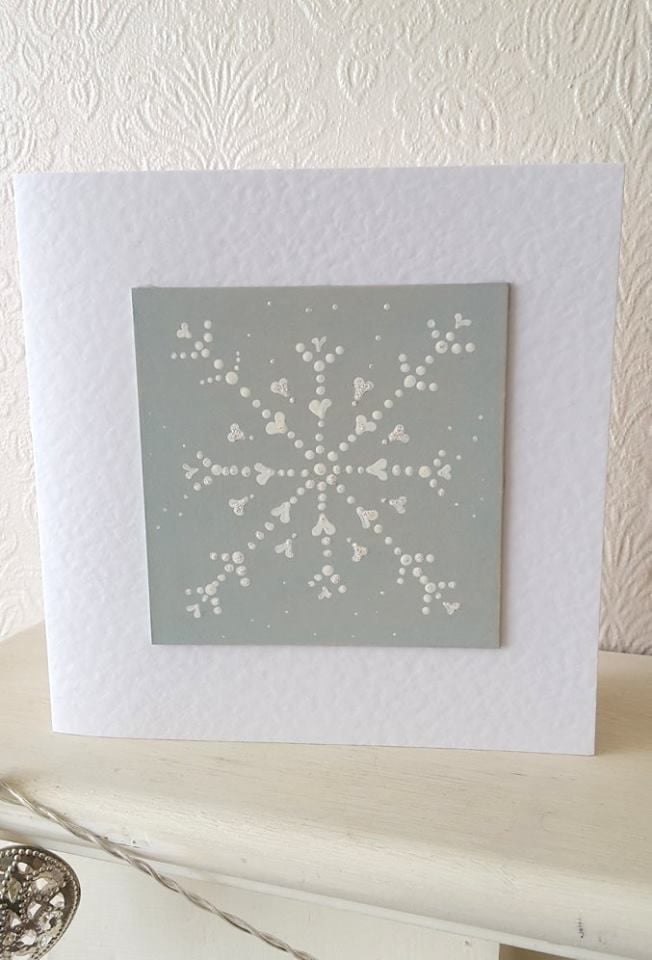 Handpainted christmas card - snowflake