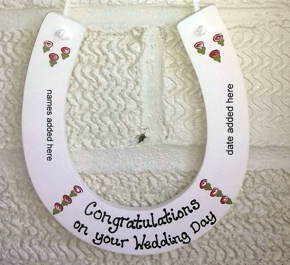 <!-- 0006 -->Personalised painted Wedding Horseshoe Keepsake