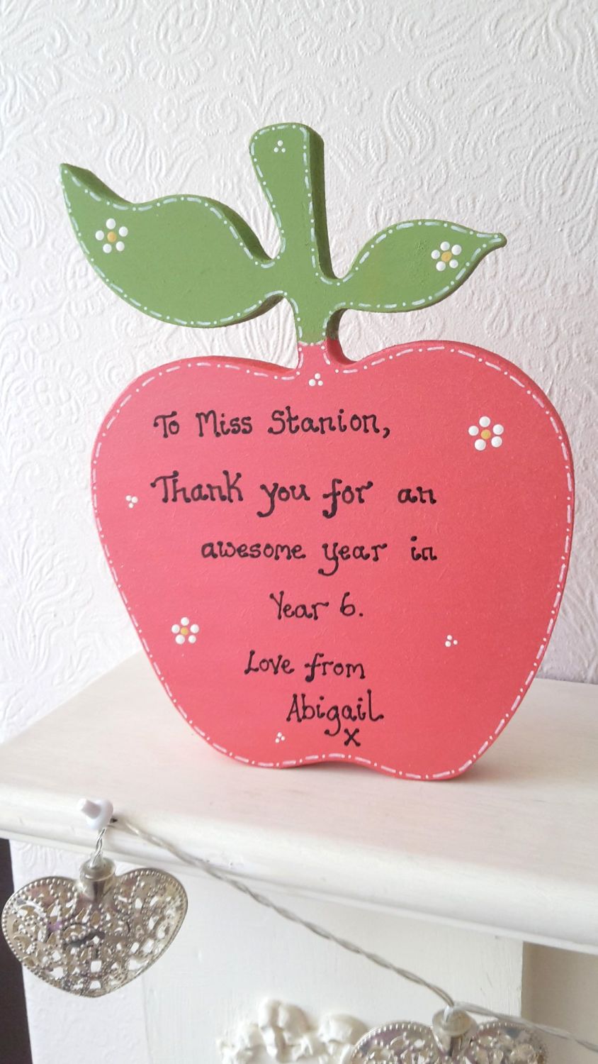 Freestanding personalised teacher apple gift