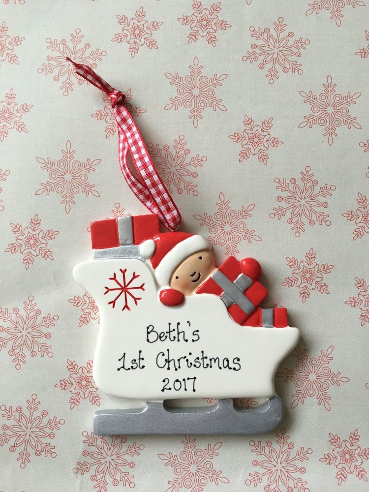 <!-- 000002 -->Baby's First Christmas - Sleigh decoration
