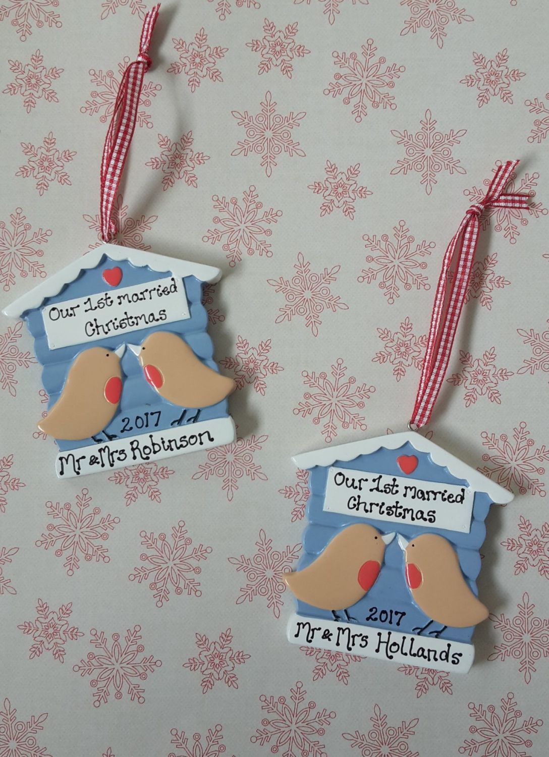 <!-- 000001 -->Personalised couple's first married christmas decoration rob