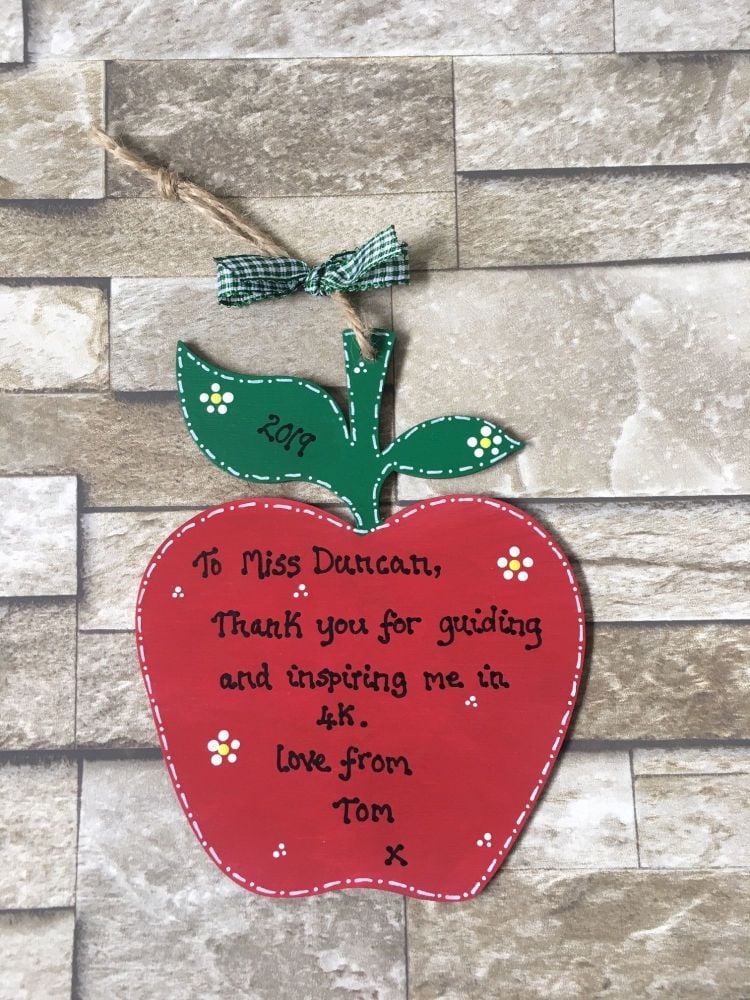 <!-- 002 --> Apple (large) personalised thank you teacher plaque