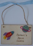 Personalised children's space rocket bedroom door plaque