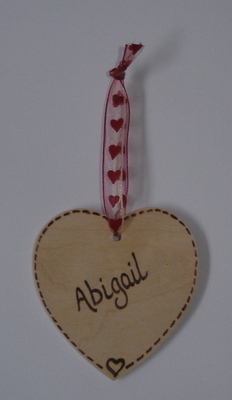 Personalised wooden heart wedding table place setting