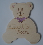 Personalised teddy shaped door plaque