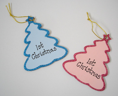 Personalised baby's first christmas decoration - painted tree