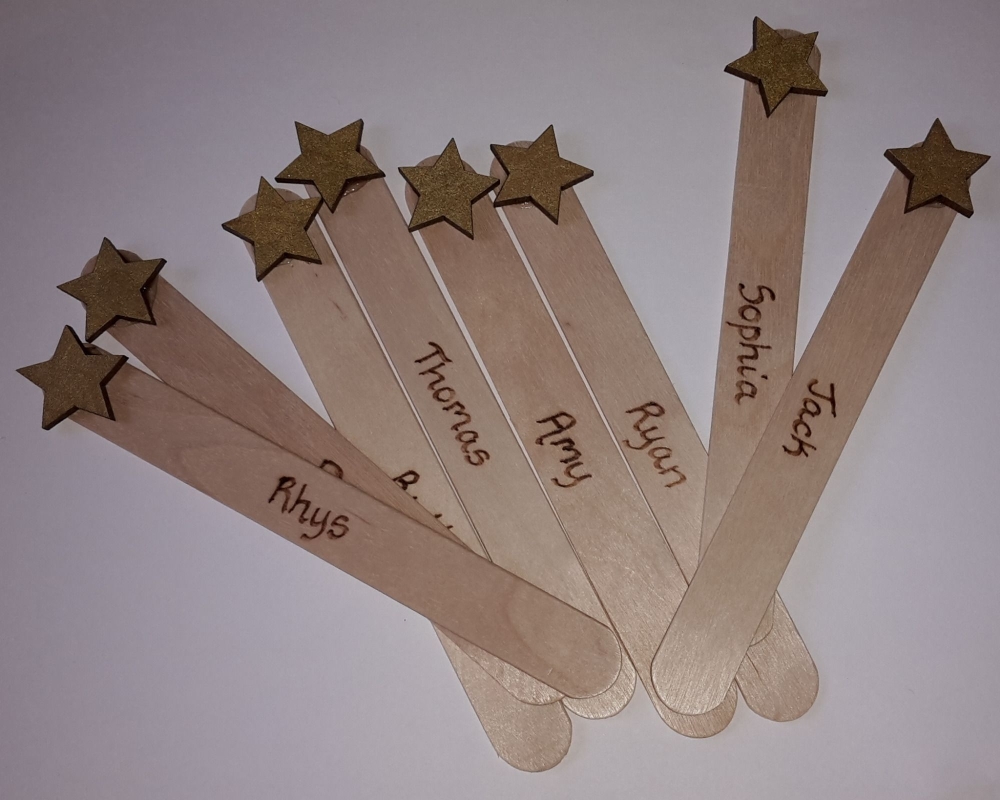 End of year pupil gifts: Personalised bookmarks  (stars)