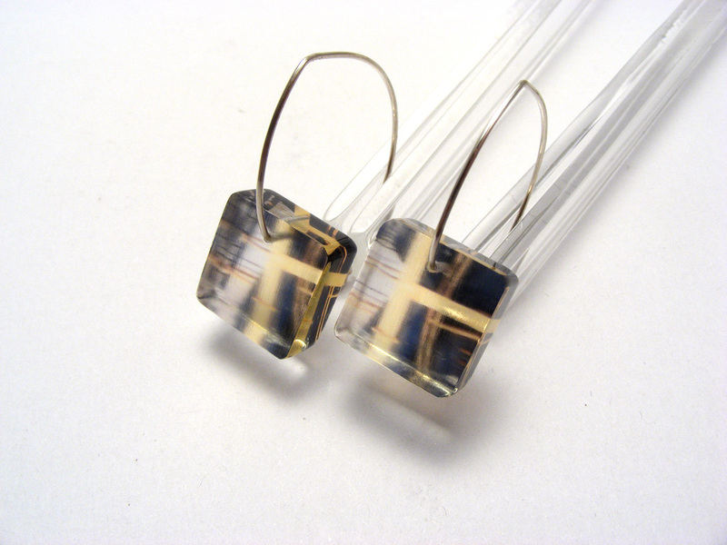 Manmade Close Crane 6mm sq earrings