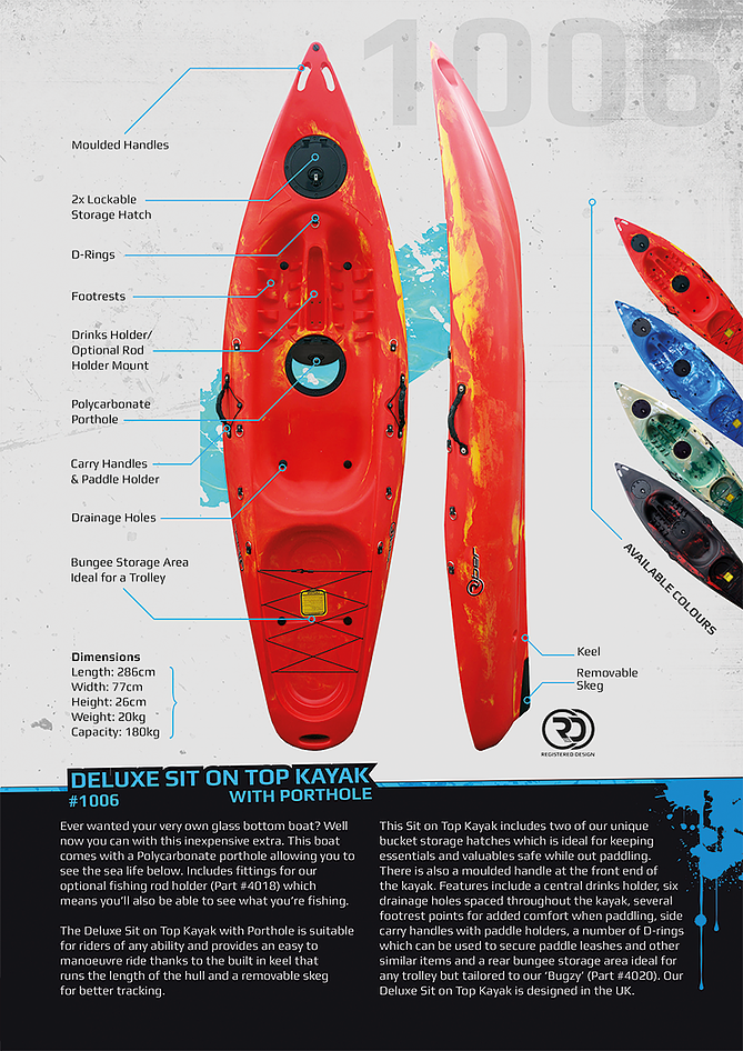 Deluxe sit on top with porthole kayak