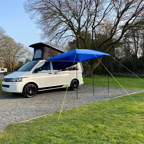 Maypole Leisure 2.5m x 2.5m Blue caravan/campervan Sun Canopy fits heights 160-250cm