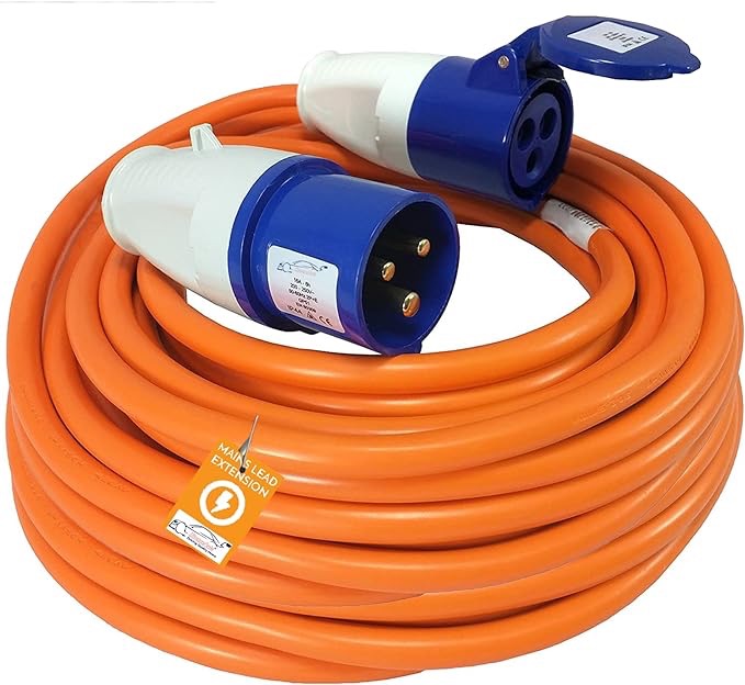Xtremeauto 10M Extension Lead Cable - Heavy Duty, 240V 16amp Camping Caravan Hook Up Cable Orange High Vis Orange Mains Power - Perfect For Campervan
