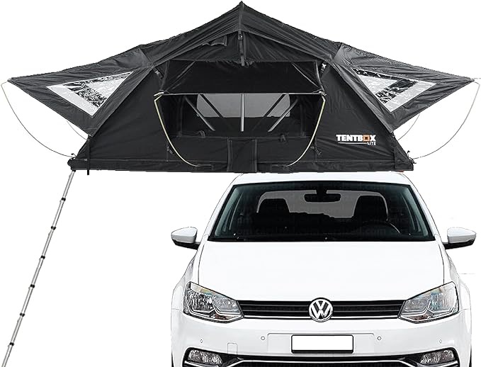 TentBox Lite BLACK- Car Roof Top Tent - TentBox Car Roof Tent - Four Season Car Camping - Tent Box Roof Tent FITS MOST CARS - Premium fold out design,