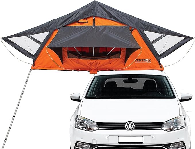 TentBox Lite ORANGE &BLACK - Car Roof Top Tent - TentBox Car Roof Tent - Four Season Car Camping - Tent Box Roof Tent FITS MOST CARS