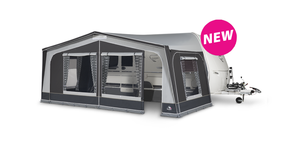 Size 18 Dorema Monza 240 Deluxe with Awning carpet and storm straps