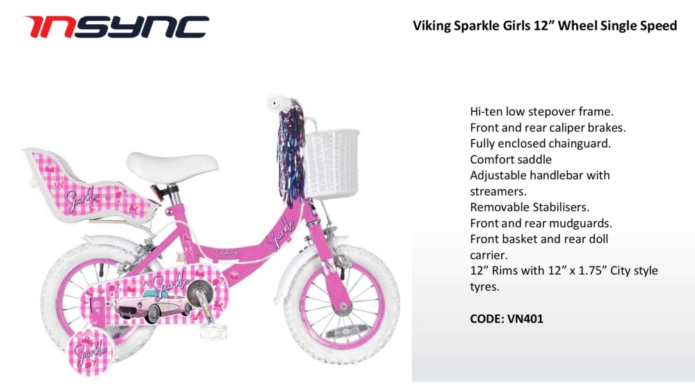 Viking Sparkle Junior Girls 12” Wheel Single Speed Bike