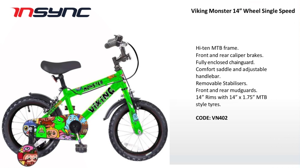Viking Monster 14” Wheel Single Speed Bike (Children 3-5 Years old)