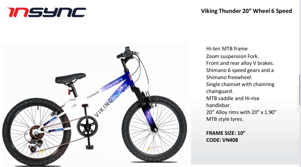 Viking Thunder 20” Wheel 6 Speed Bike - PRE ORDER LATE OCTOBER DELIVERY