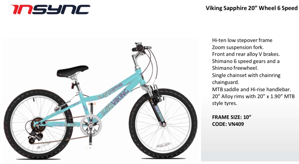 Viking Sapphire 20” Wheel 6 Speed Bike PRE ORDER FOR LATE OCTOBER DELIVERY